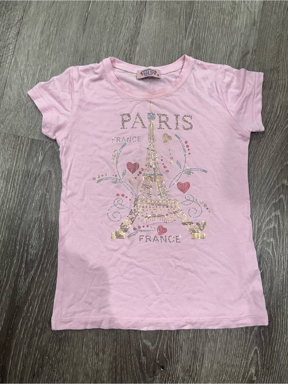 Girls Pink Paris Eiffel Tower Graphic Tee with Metallic Accents- from Paris!!!!!